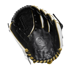 Wilson A500 SIREN 11.5" Youth Fastpitch Softball Glove: WTA05LF20115 -Rawlings Fielding Gloves Shop A05LF2011 1 Siren 115 Black White MetallicGold Palm