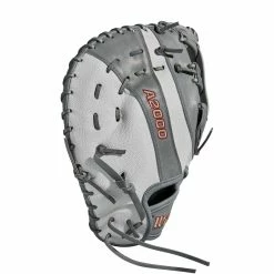 2021 Wilson A2000 FP1BSS 12.5" Fastpitch First Base Mitt: WTA20RF21FP1BSS -Rawlings Fielding Gloves Shop WBW100219 3 A2000 FP 1B FP1BSS 125 WhiteSS Gray Gold.png.cq5dam.web .1200.1200