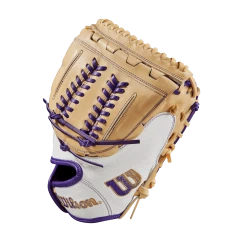 2023 Wilson A2000 Aubree Munro AM1 34" Fastpitch Catcher's Mitt: WBW10101834 -Rawlings Fielding Gloves Shop WBW101018 2 A2000 FP C Aubree Munro GM FPCM 34 White Blonde Purple
